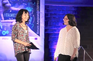 Sílvia i Sofia presentant aguaita.cat al FAME16